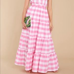 Pink gingham maxi skirt